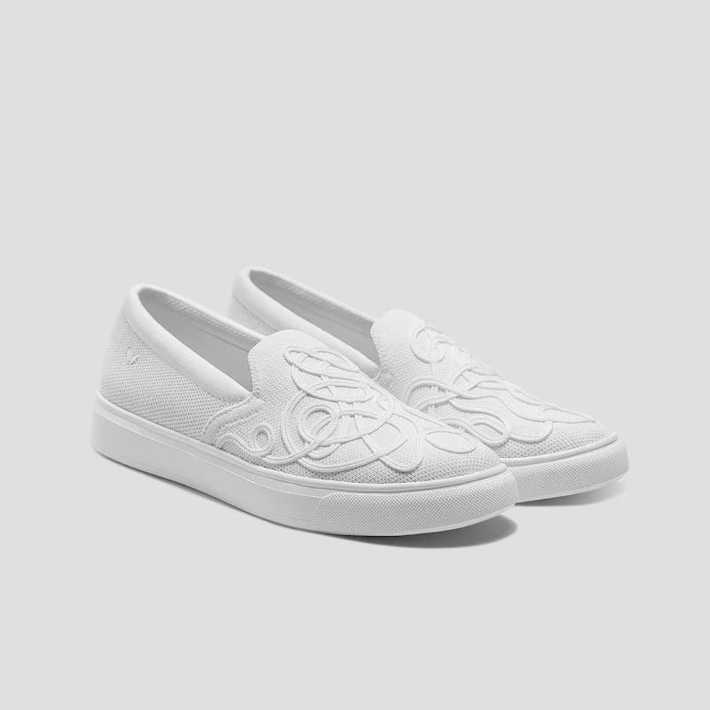 VIVAIA V-TUNE Slip-On Sneakers Comfort Walking White Rope Embroidery EU 39 US 8